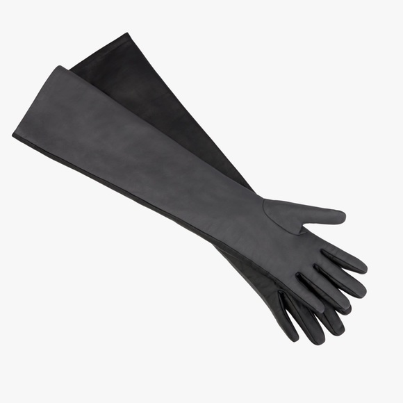 NWT Zara Limited Edition Black Leather Gloves Long - Picture 5 of 7